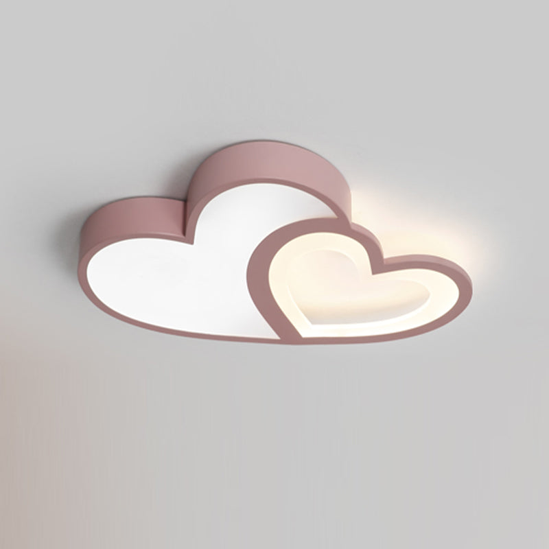 Nordic Style LED Flush Mount Heart-Shape Ceiling Light Fixture with Metal for Bedroom