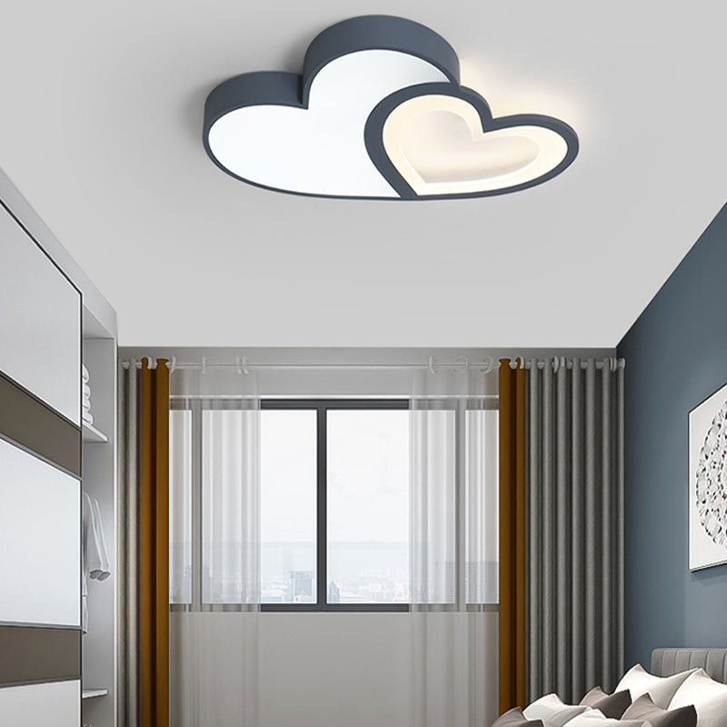 Nordic Style LED Flush Mount Heart-Shape Ceiling Light Fixture with Metal for Bedroom