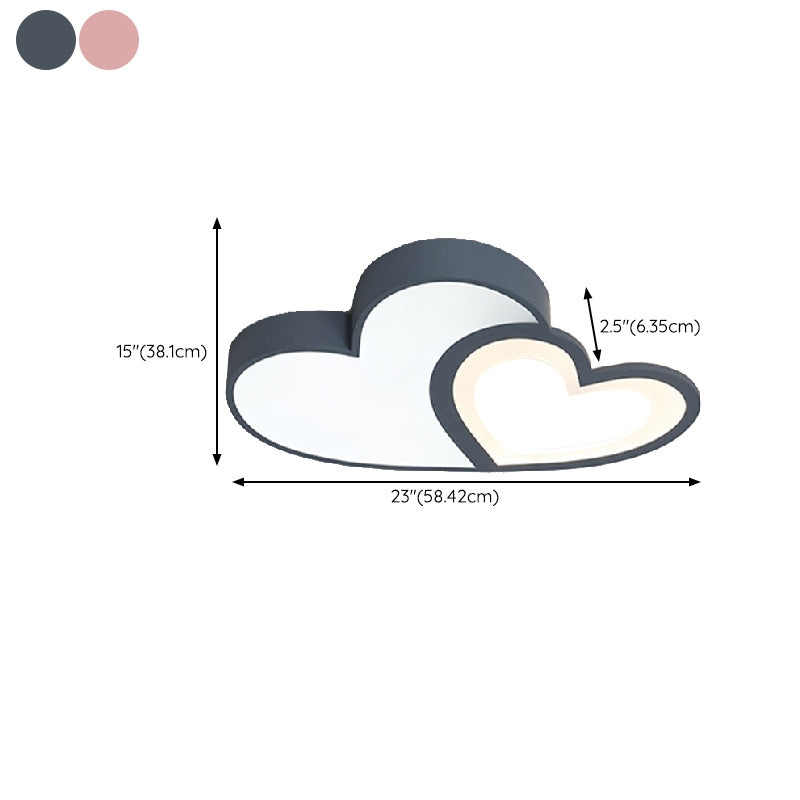 Nordic Style LED Flush Mount Heart-Shape Ceiling Light Fixture with Metal for Bedroom