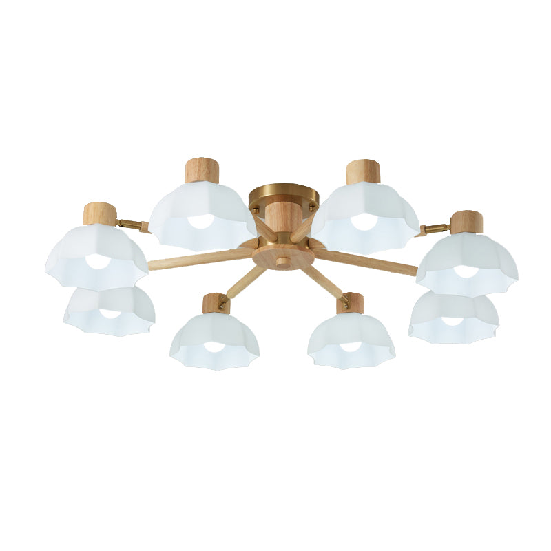Geometric Shape Wood Flush Light Modern Style Multi Lights Flush Mount Fixture in Brown