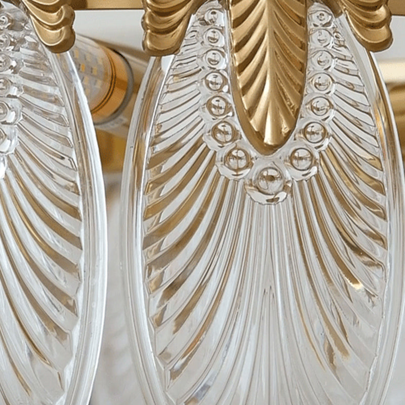 Modern Ceiling Lamp Golden Flush Mount Light Fixture with Glass Shade for Bedroom