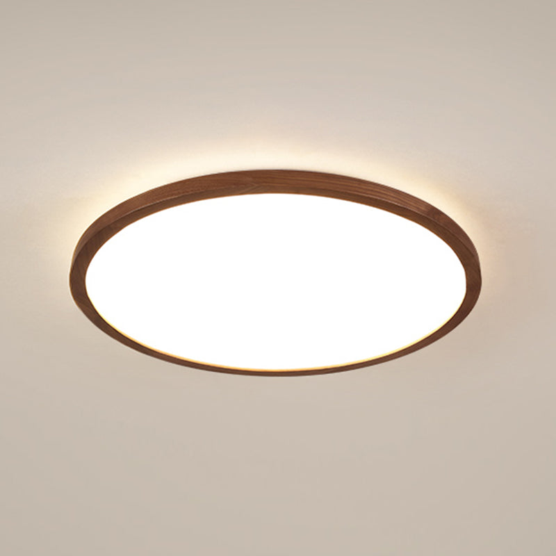 Modern Wood Flush Mount Geometric Shape Ceiling Lamp with Acrylic Shade for Bedroom