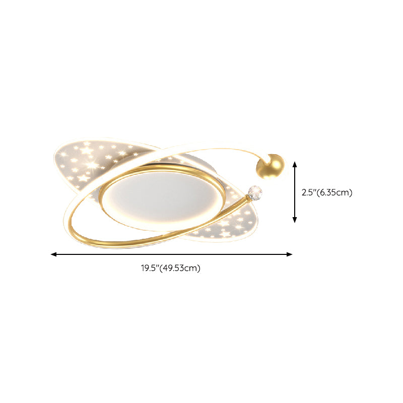 Modern Flush Mount Gold Metal LED Ceiling Light Fixture for Bedroom