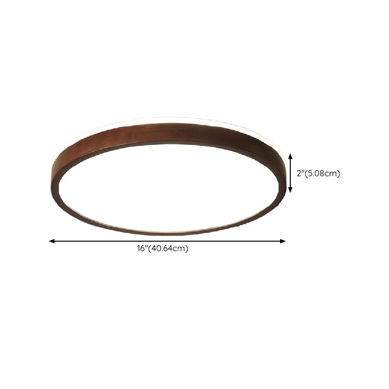 Modern Wood Flush Mount Circle Shape Ceiling Light with Acrylic Shade for Living Room