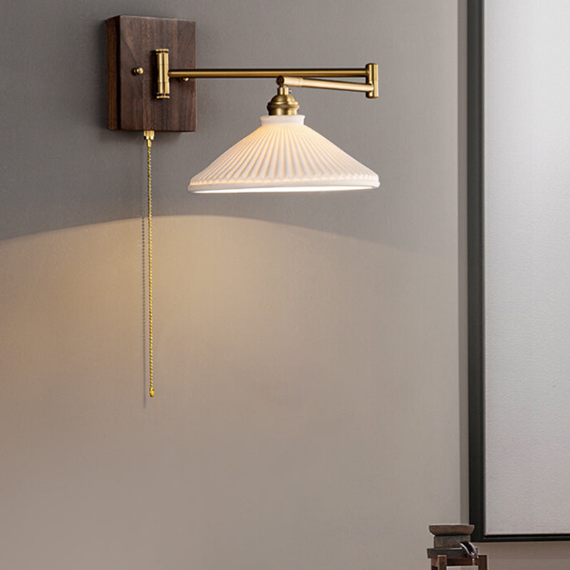 Metal Modern Wall Sconce Geometric Shape Wall Light with Ceramic Shade for Living Room