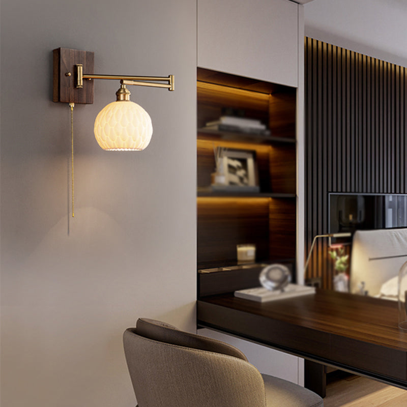 Metal Modern Wall Sconce Geometric Shape Wall Light with Ceramic Shade for Living Room