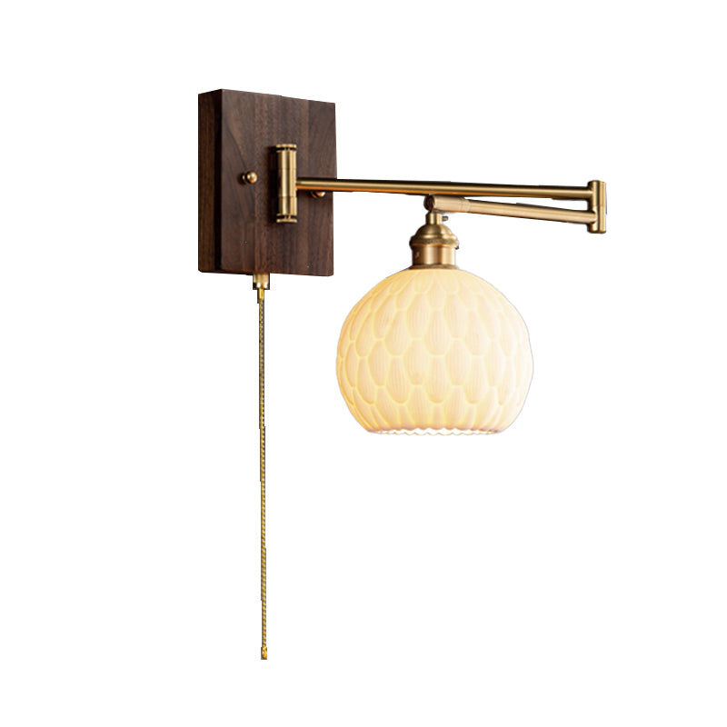 Metal Modern Wall Sconce Geometric Shape Wall Light with Ceramic Shade for Living Room