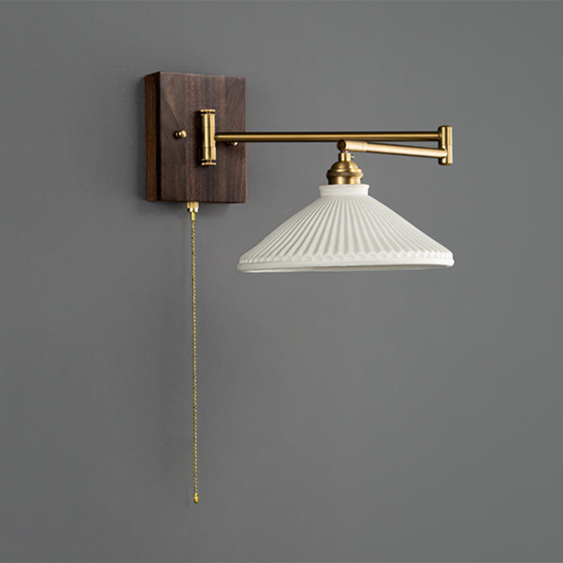 Metal Modern Wall Sconce Geometric Shape Wall Light with Ceramic Shade for Living Room