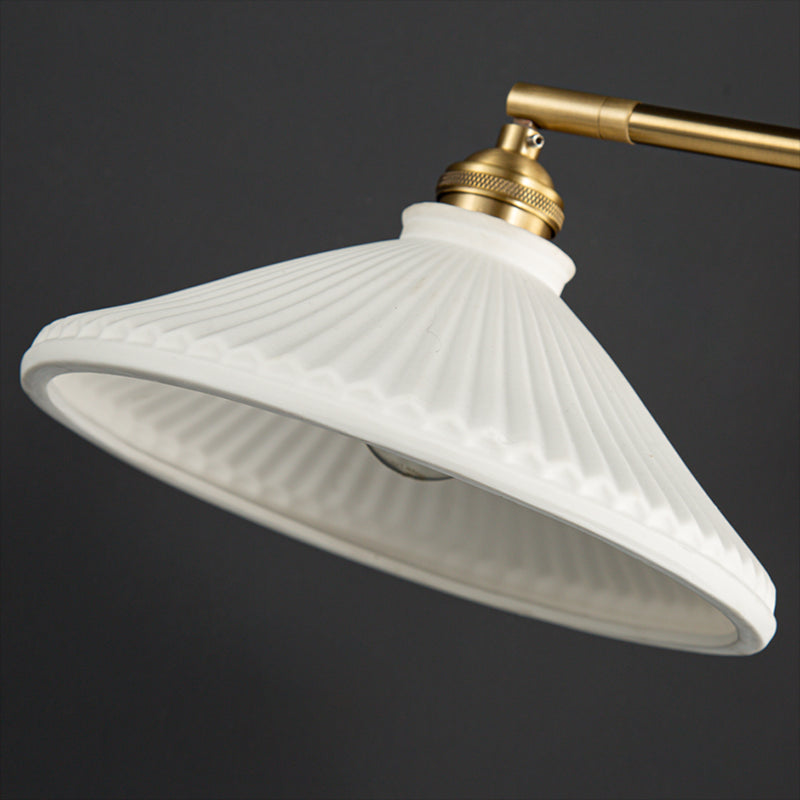 Metal Modern Wall Sconce Geometric Shape Wall Light with Ceramic Shade for Living Room