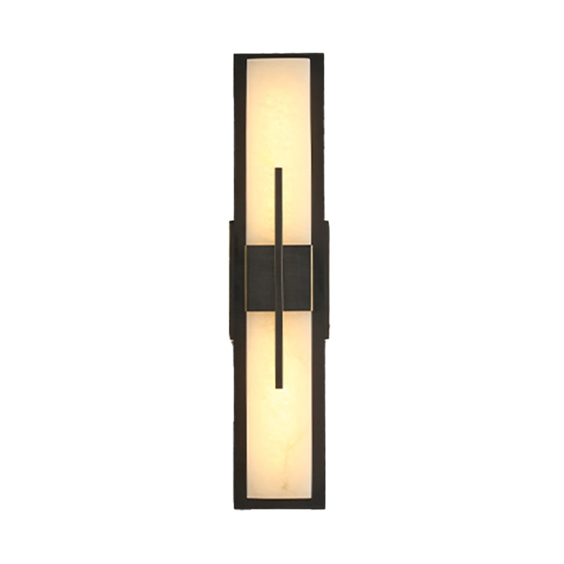 Metal Modern Wall Sconce Rectangle Shape Wall Light with Stone Shade for Living Room