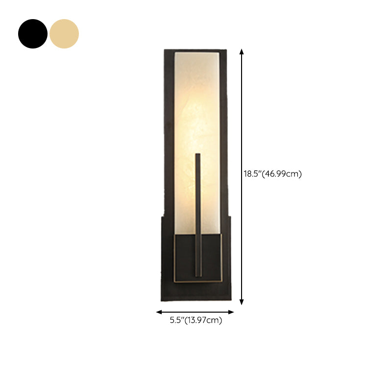 Metal Modern Wall Sconce Rectangle Shape Wall Light with Stone Shade for Living Room