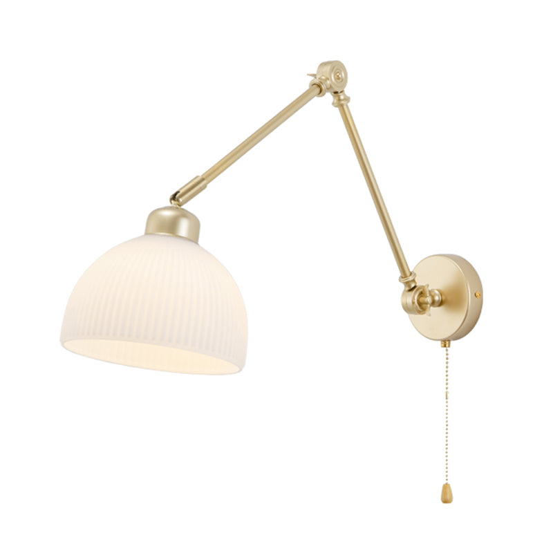 Modern Metal Wall Sconce Dome Shape Wall Light with Glass Shade for Bedroom