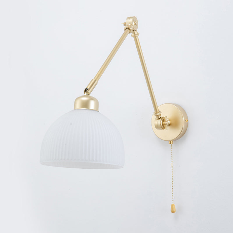 Modern Metal Wall Sconce Dome Shape Wall Light with Glass Shade for Bedroom