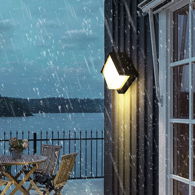 Modern Metal Wall Sconce Square Shape Wall Light with Plastic Shade for Living Room