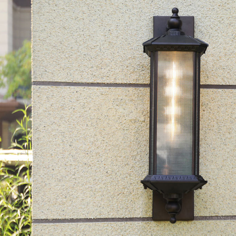 Modern Metal Wall Sconce Rectangle Shape Wall Light with Glass Shade for Living Room