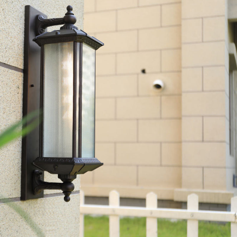 Modern Metal Wall Sconce Rectangle Shape Wall Light with Glass Shade for Living Room