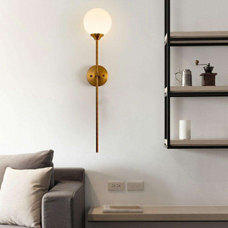 Gold Modern Metal Wall Sconce Ball Shape Wall Light with Glass Shade for Living Room
