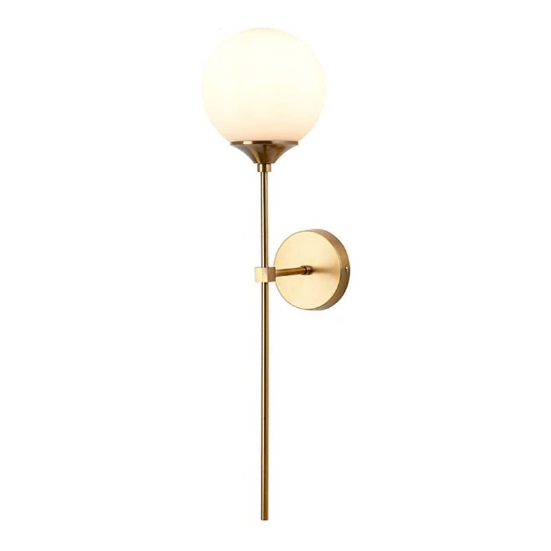 Gold Modern Metal Wall Sconce Ball Shape Wall Light with Glass Shade for Living Room