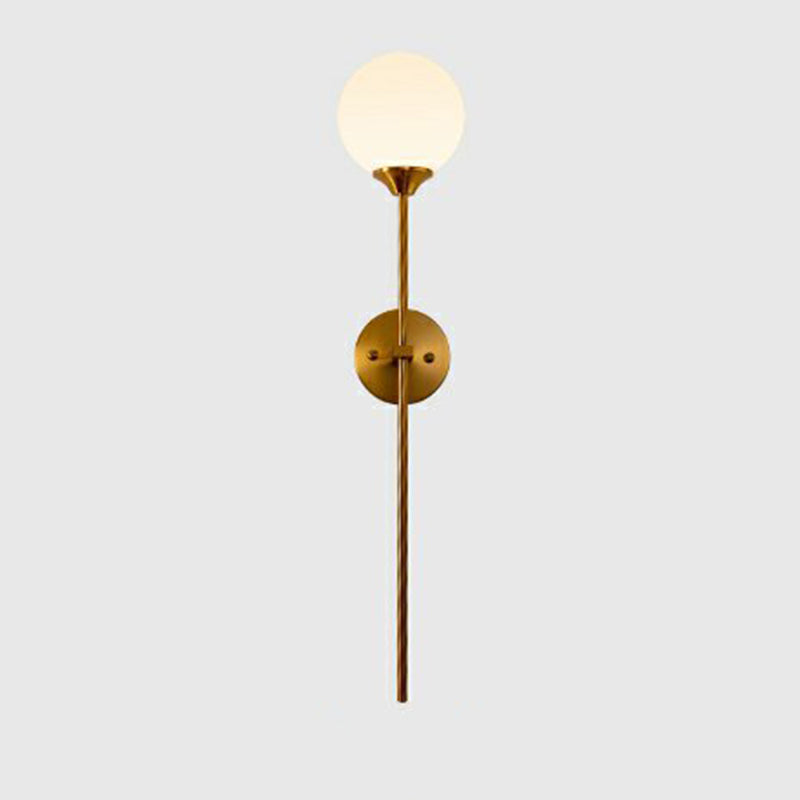 Gold Modern Metal Wall Sconce Ball Shape Wall Light with Glass Shade for Living Room