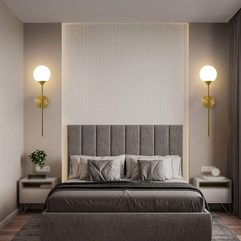Gold Modern Metal Wall Sconce Ball Shape Wall Light with Glass Shade for Living Room