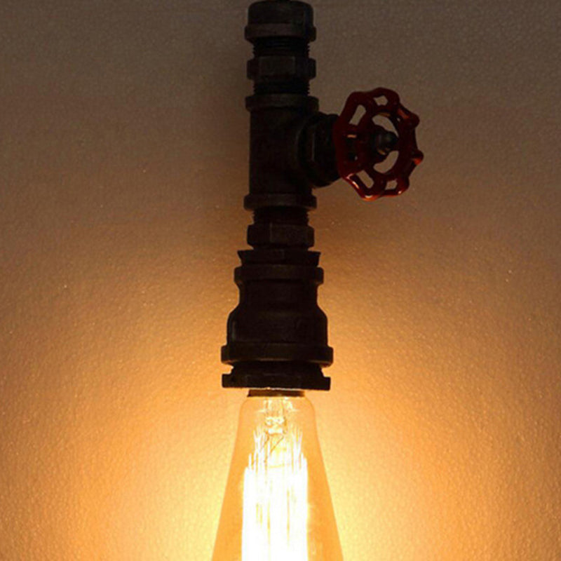 Industrial Metal Wall Sconce Pipe Shape Wall Light for Living Room in Rust