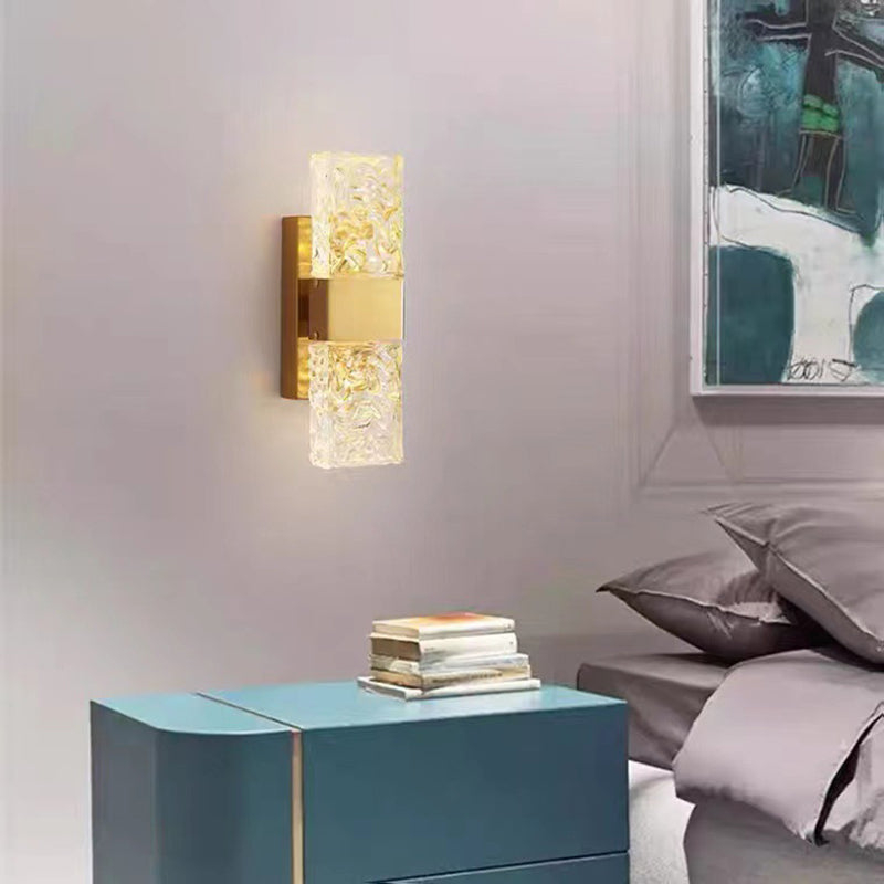 Single Golden Contemporary Wall Mounted Sconce Rectangle LED Wall Light