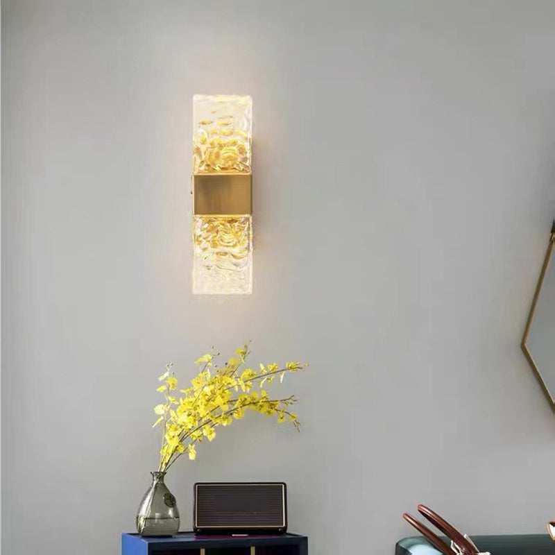 Single Golden Contemporary Wall Mounted Sconce Rectangle LED Wall Light