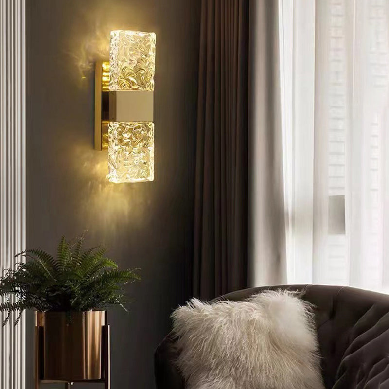 Single Golden Contemporary Wall Mounted Sconce Rectangle LED Wall Light