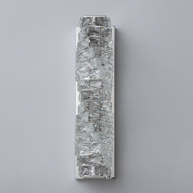 Chrome/Golden 2-Light Contemporary Wall Mounted Sconce Shaded Crystal Shaded Wall Light