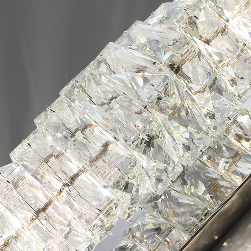 Chrome/Golden 2-Light Contemporary Wall Mounted Sconce Shaded Crystal Shaded Wall Light