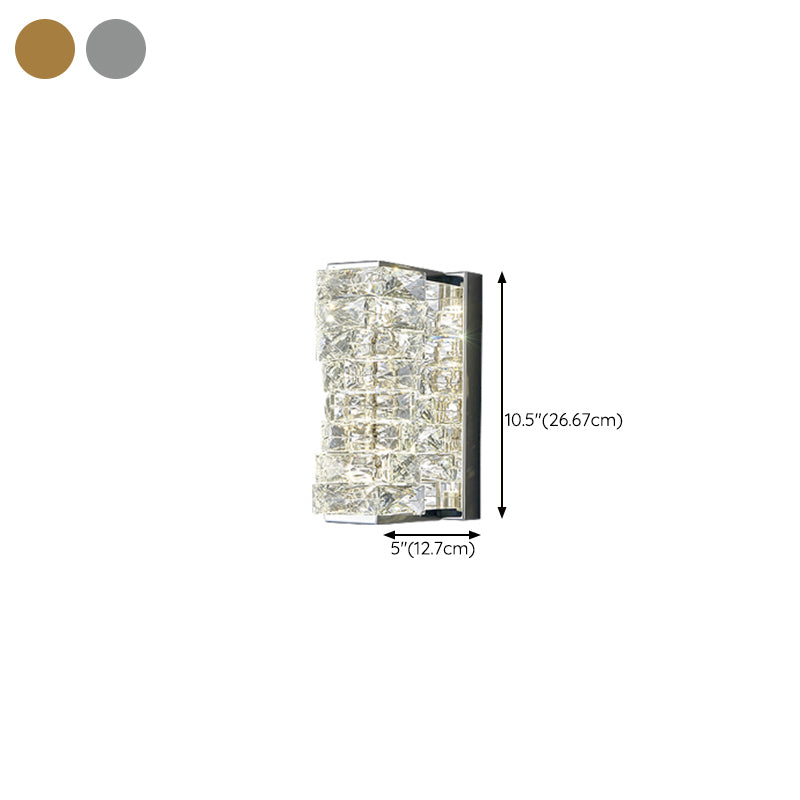 Chrome/Golden 2-Light Contemporary Wall Mounted Sconce Shaded Crystal Shaded Wall Light