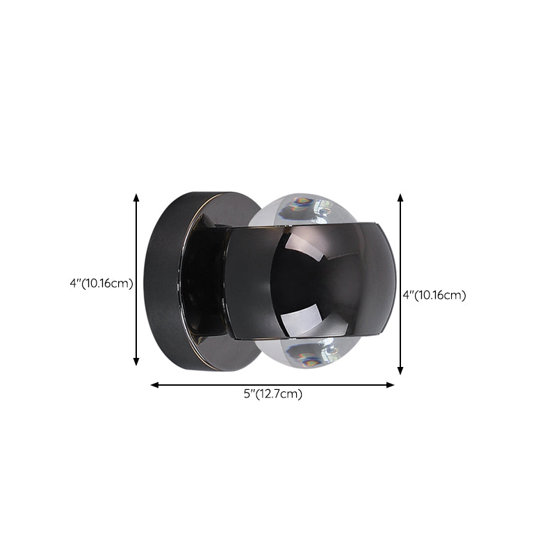 Iron and Glass Wall Light in Chrome Modernism Globe LED Wall Sconce