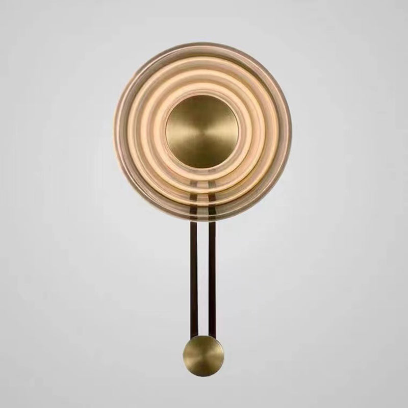 Single Modern Brass Wall Mounted Sconce LED Round Glass Wall Light for Foyer