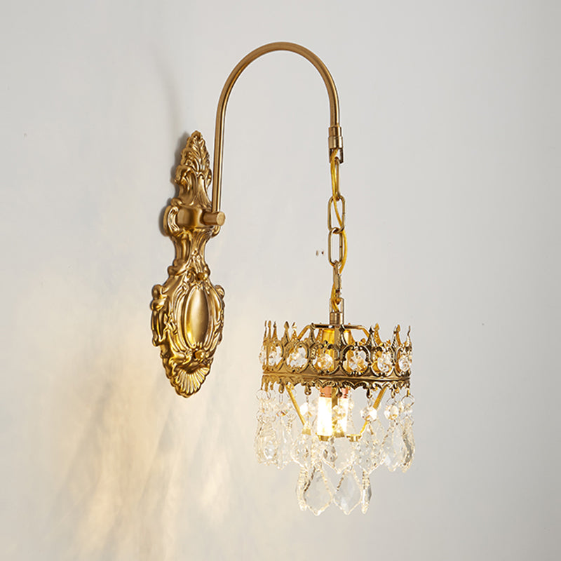 Modern Style Metal Wall Sconce Crystal Shade Wall Light for Dining Room