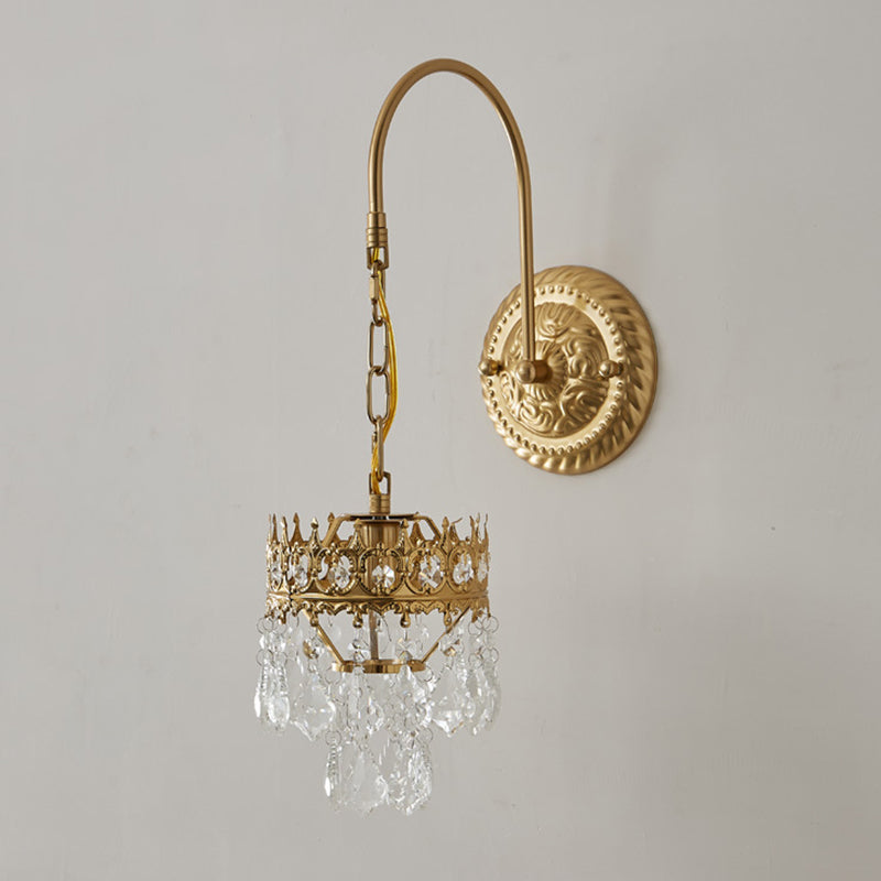 Modern Style Metal Wall Sconce Crystal Shade Wall Light for Dining Room