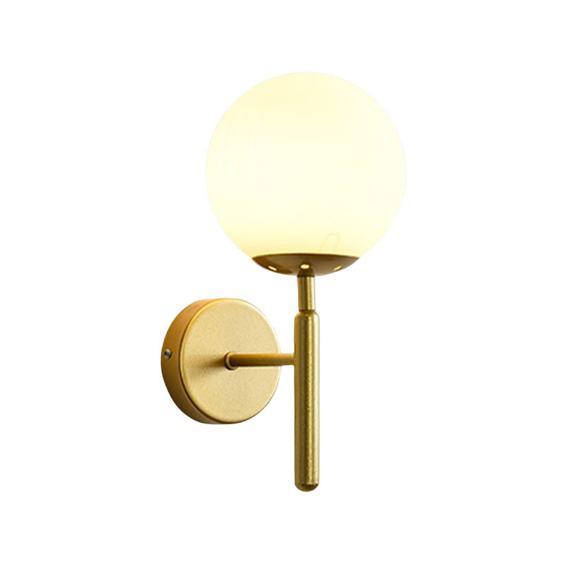 Modern Metal Wall Sconce Ball Shape Wall Light with Glass Shade for Living Room
