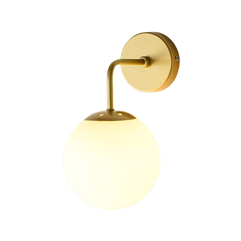 Modern Metal Wall Sconce Ball Shape Wall Light with Glass Shade for Living Room