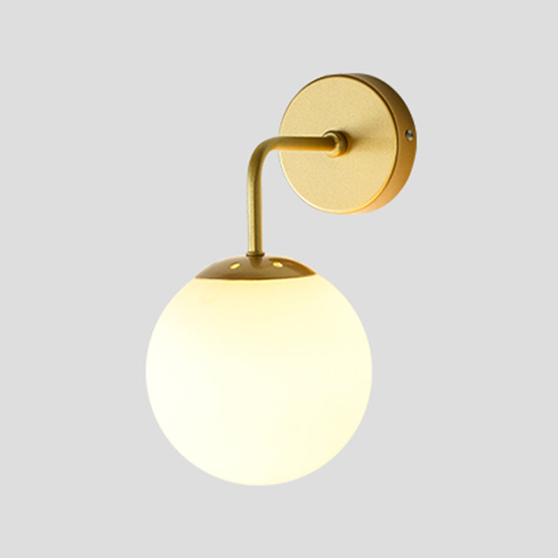Modern Metal Wall Sconce Ball Shape Wall Light with Glass Shade for Living Room