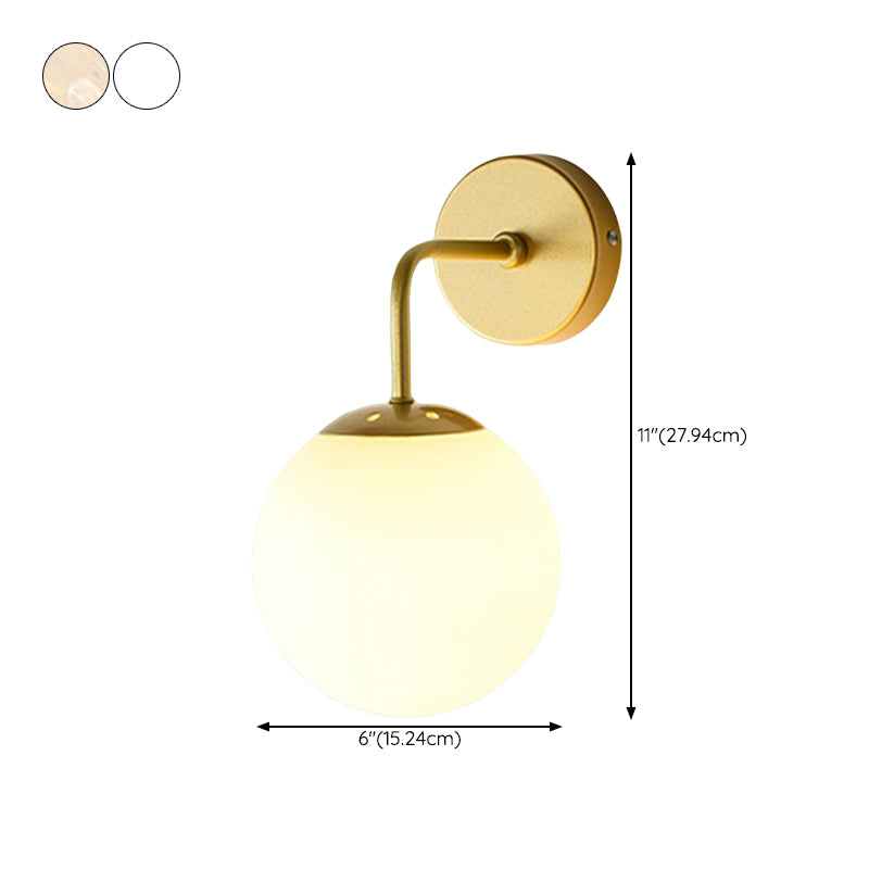Modern Metal Wall Sconce Ball Shape Wall Light with Glass Shade for Living Room