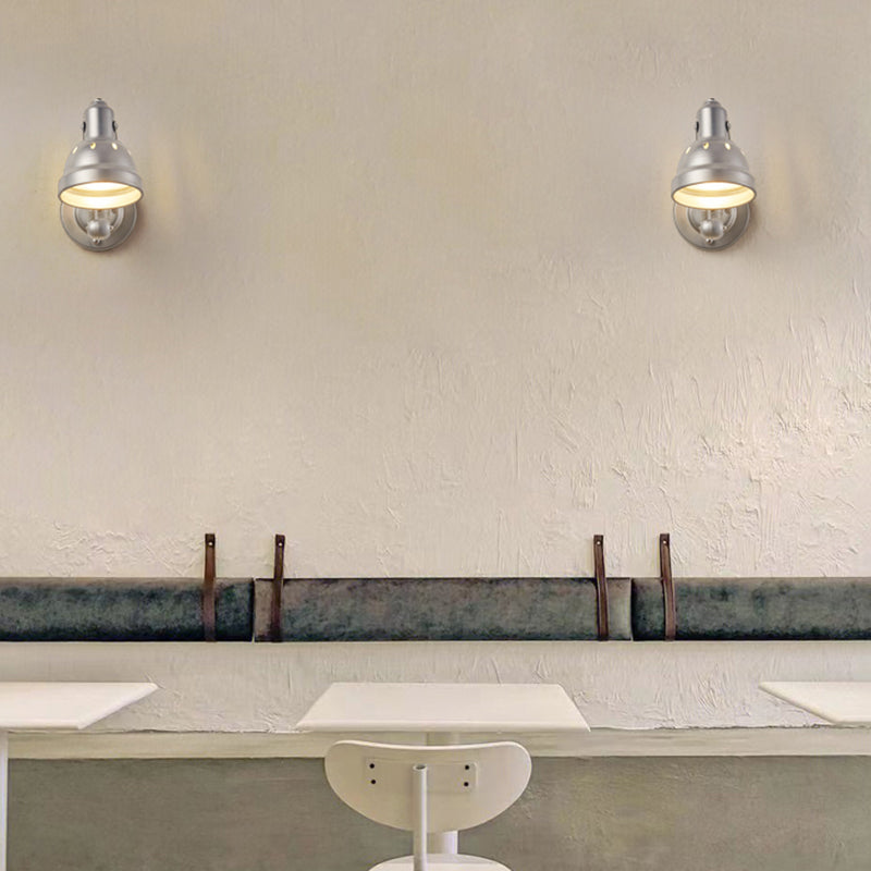 Silver Modern Wall Sconce Cone Shape Wall Light with Metal Shade for Living Room
