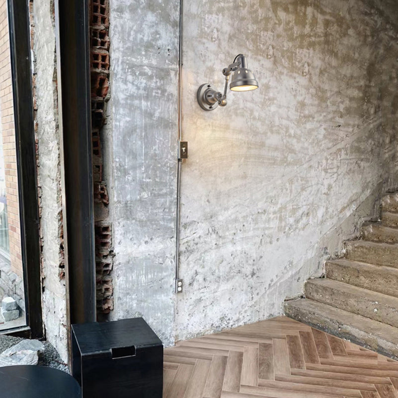 Silver Modern Wall Sconce Cone Shape Wall Light with Metal Shade for Living Room