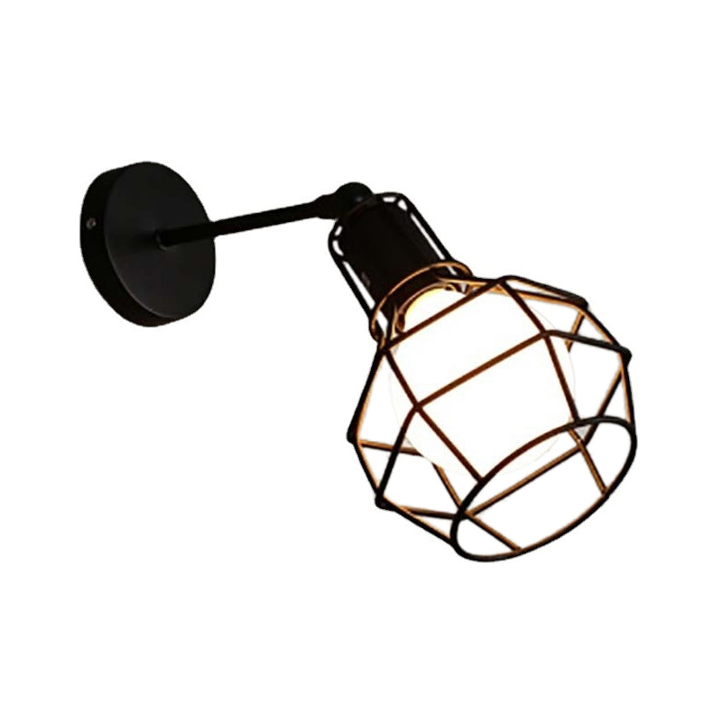 Geometric Wall Lighting Industrial Metal 1 Light Rustic Wall Sconces in Black