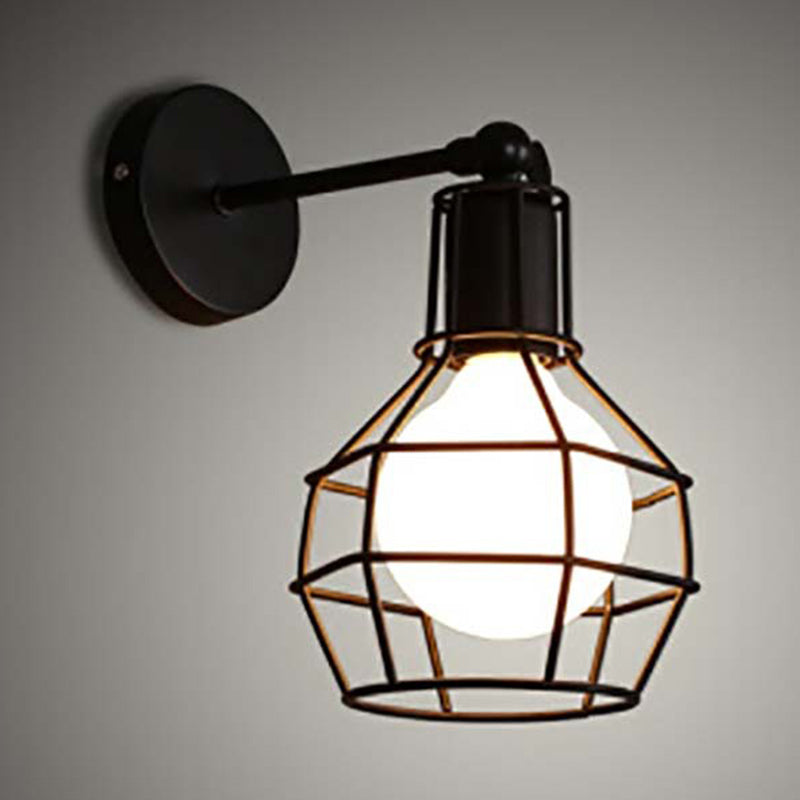 Geometric Wall Lighting Industrial Metal 1 Light Rustic Wall Sconces in Black