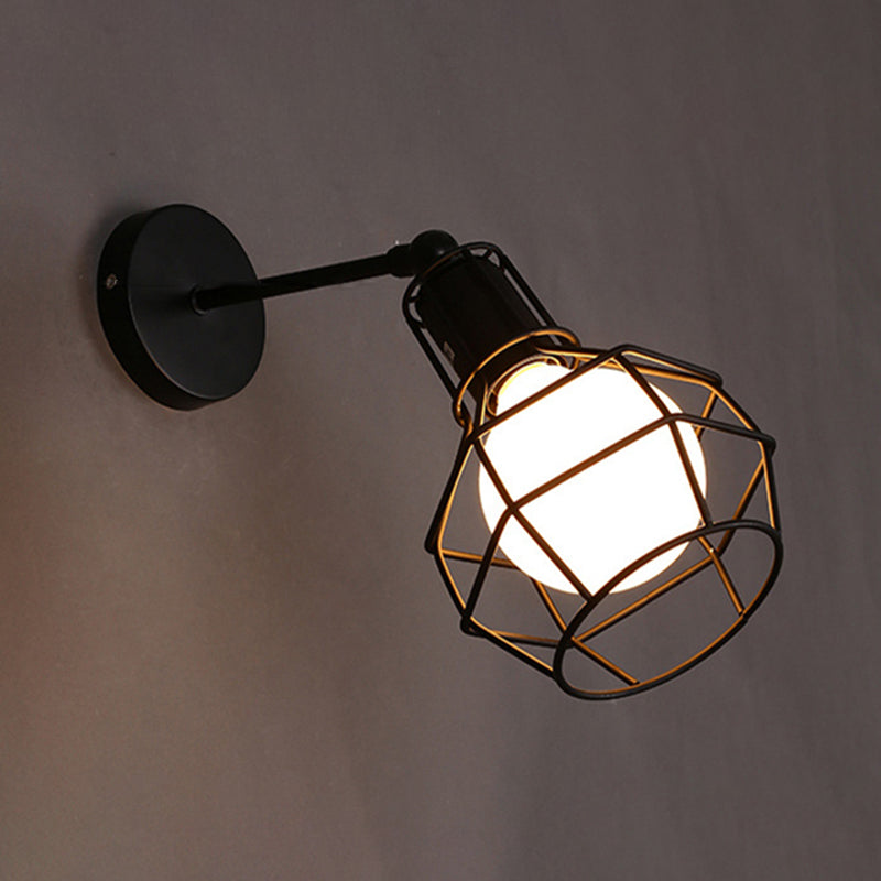 Geometric Wall Lighting Industrial Metal 1 Light Rustic Wall Sconces in Black