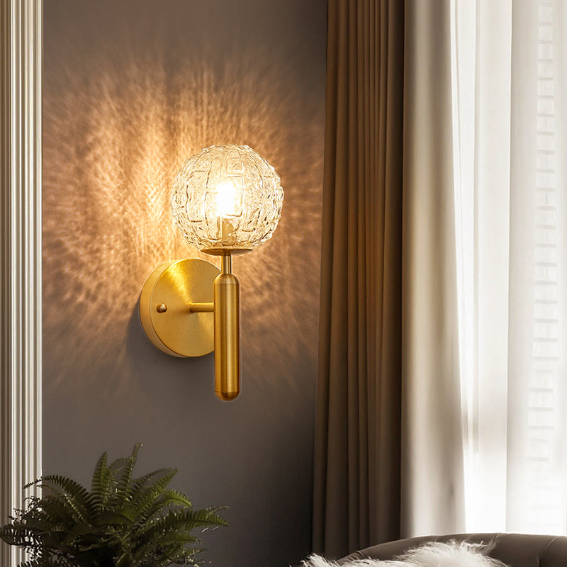 Ball Shape Metal Wall Lighting Modern Style 1-Light Wall Mounted Light in Gold
