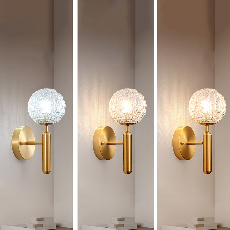 Ball Shape Metal Wall Lighting Modern Style 1-Light Wall Mounted Light in Gold
