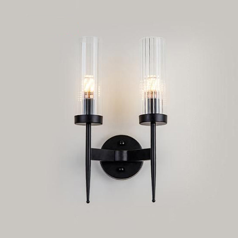 Half Cylinder Shape Glass Wall Lighting Modern Style Multi Lights Wall Mounted Light