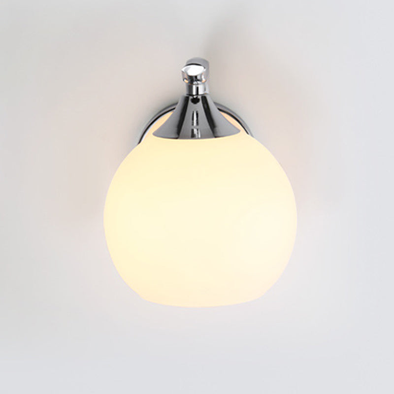 White Globe Shaded Wall Light Modern Glass Lighting for Home