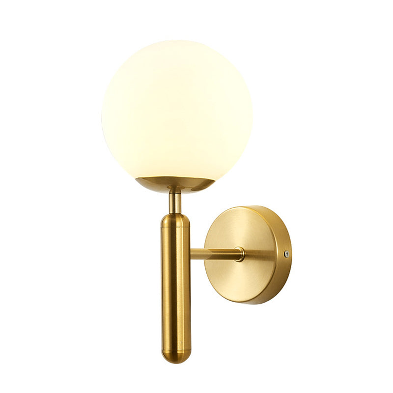 Contemporary Vanity Lighting Globe Glass Wall Light Fixture in White for Bathroom