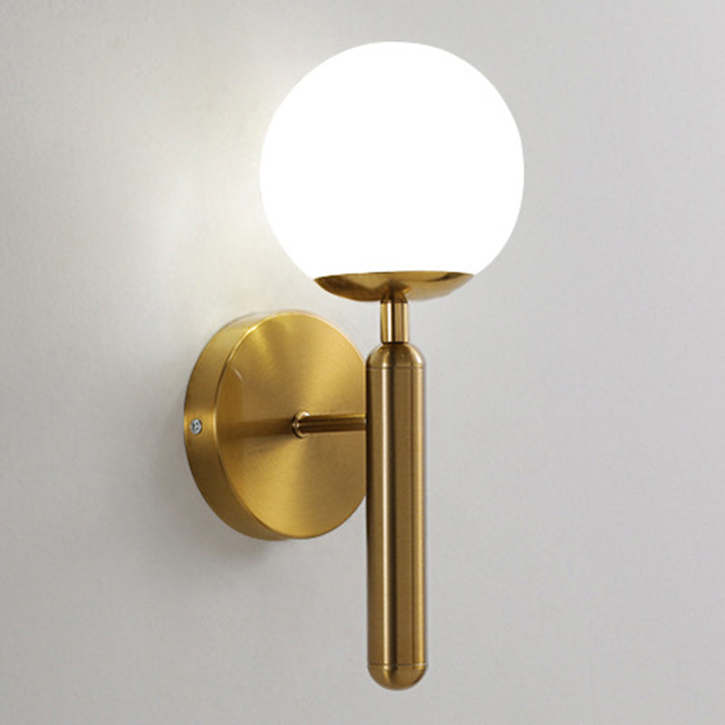 Contemporary Vanity Lighting Globe Glass Wall Light Fixture in White for Bathroom